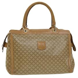 Céline-CELINE Macadam Canvas Hand Bag PVC Leather Beige Auth 31582-Beige