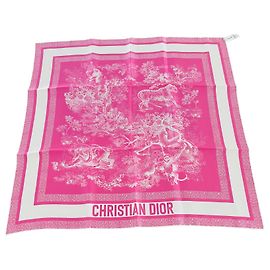 Sciarpa DIOR Toile de Jouy Reverse rosa neon Bianco Fuschia