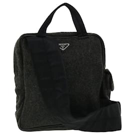 Prada-PRADA Shoulder Bag Wool Gray Auth 31512-Grey