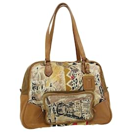 Prada-PRADA Shoulder Bag Nylon Leather Brown Auth ar7532-Brown