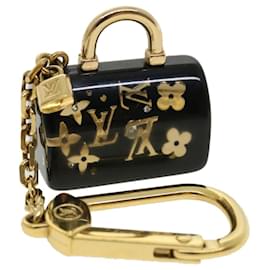 Louis Vuitton-LOUIS VUITTON Speedy Porte Cles Unclusion Key Holder Black M65444 LV Auth 31535-Black,Golden