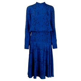 Kenzo Seidenkleid mit Leopardenmuster Blau