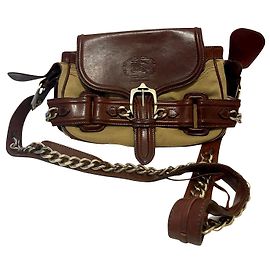 Bolsa transversal Burberry vintage de couro e lona Marrom Caqui Castanha