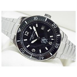 Montblanc 1858 Ref da data automática do mar gelado.MB129371 cinto de borracha homens Prata