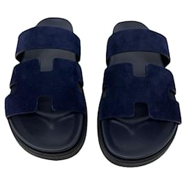 Hermès-chypre sandalo scamosciato blu nuovo-Navy blue