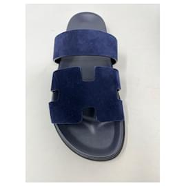 Hermès-chipre sandalo scamosciato blu nuovo-Azul marinho