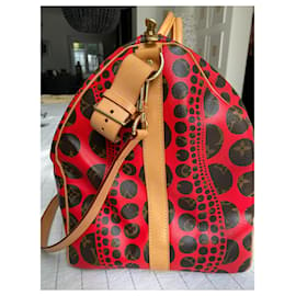 Louis Vuitton-Monogramma Yayoi Kusama Keepall Bandouliere-Marrone,Rosso