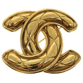 Chanel-CHANEL Brooch Gold CC Auth ar7512-Golden