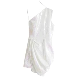 Autre Marque-Alex Perry - Kea - Robe courte asymétrique à sequins-Rose,Blanc