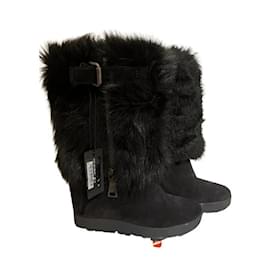 Bottes Prada en daim noir Noir