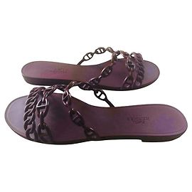 Hermès Rivage sandals Dark red