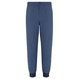 Armani-Pantaloni in cotone e cashmere BLU-Grigio
