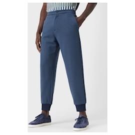 Armani-Pantaloni in cotone e cashmere BLU-Grigio