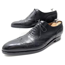 JM Weston-JM WESTON RICHELIEU SHOES 528 flowered tip 9E 43 BLACK LEATHER SHOES-Black