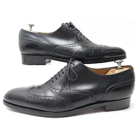 JM Weston-JM WESTON RICHELIEU SHOES 528 flowered tip 9E 43 BLACK LEATHER SHOES-Black