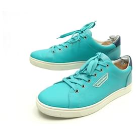 Dolce & Gabbana-DOLCE & GABBANA CS SHOES1362 7 41 TURQUOISE LEATHER SNEAKERS + SHOES BOX-Turquoise
