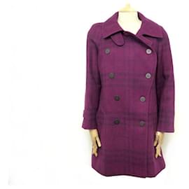 Burberry-NUOVO CAPPOTTO BURBERRY T 40 M IN LANA TARTAN VIOLA CAPPOTTO IN LANA NUOVO VIOLA-Porpora