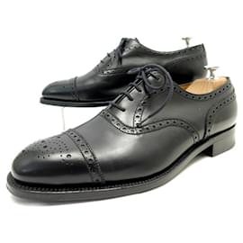 JM Weston-JM WESTON RICHELIEU SHOES 310 flowered tip 7E 41 LARGE BLACK LEATHER SHOES-Black