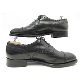 JM Weston-JM WESTON RICHELIEU SHOES 310 flowered tip 7E 41 LARGE BLACK LEATHER SHOES-Black