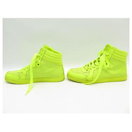 Gucci-CHAUSSURES GUCCI CODA NEON CUIR PERFORE 323812 6.5 41.5 BASKETS MONTANTES-Vert