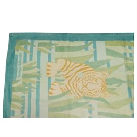 Hermès-DRAP DE PLAGE HERMES TIGRES DANS LES HERBES SERVIETTE DE BAIN COTON TOWEL-Turquoise