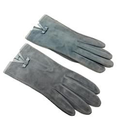 Hermès-PAIR OF HERMES GLOVES SIZE 6.5 SUEDE CALF VELVET TURQUOISE SUEDE GLOVES-Turquoise