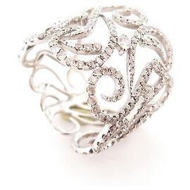 DJULA WAVE LACE RING 50 in white gold 18K & DIAMOND WHITE GOLD RING Silvery