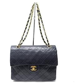 Chanel-VINTAGE CHANEL TIMELESS CLASSIC MM BLACK LEATHER HAND BAG-Black