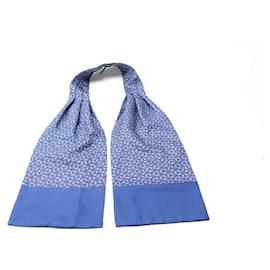 Hermès-SET OF TWO LAVALLIERES HERMES SCARVES IN BLUE SILK MEN'S SCARF SILK SCARF-Blue