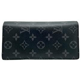 Louis Vuitton-Louis Vuitton Black Monogram Eclipse Portefeuille Brazza Wallet-Black