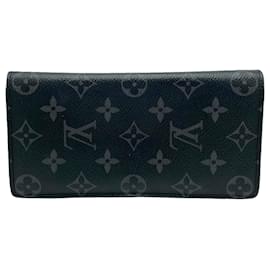 Louis Vuitton-Louis Vuitton Black Monogram Eclipse Portefeuille Brazza Wallet-Black