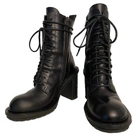 Botas de couro com cadarço Ann Demeulemeester Tucson pretas Preto