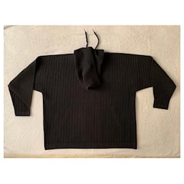 Issey Miyake-Homme Plissé grey zip up hooded cardigan-Dark grey