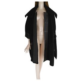 Pierre Cardin Wool and Leather Coat Black