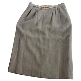 Hermès-Hermès Medor Skirt with Gold Tone Studs Beige-Beige