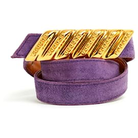 Hermès-T70 PURPLE SUEDE GOLDEN BUCKLE-Violet,Bijouterie dorée