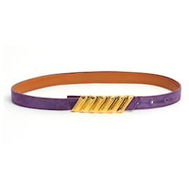 Hermès-T70 PURPLE SUEDE GOLDEN BUCKLE-Purple,Gold hardware