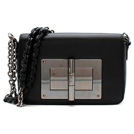 Tom Ford Black Lambskin Medium Natalia Shoulder Bag Black
