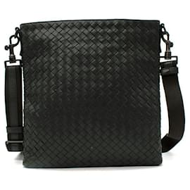 Bottega Veneta-Grey Leather Intrecciato Messenger Bag-Grey
