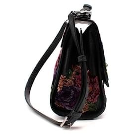 Dolce & Gabbana-Dolce & Gabbana Monica Floral Velvet Black Leather Bag-Multiple colors