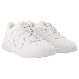 Hogan-H597 Sneakers Allacciato H in Pelle Bianca-Bianco