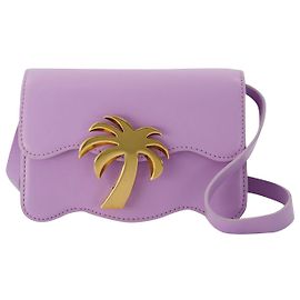 Palm Angels Bolsa Palm Beach Pm em couro lilás e dourado Roxo