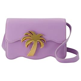 Palm Angels-Palm Beach Bag Pm in Lilac and Gold Leather-Purple