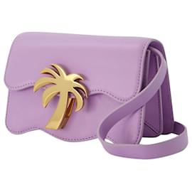 Palm Angels-Palm Beach Bag Pm in Lilac and Gold Leather-Purple