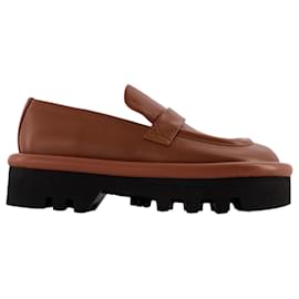 JW Anderson-Bumper Chunky Flats in Orange Leather-Brown