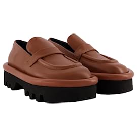 JW Anderson-Bumper Chunky Flats in Orange Leather-Brown
