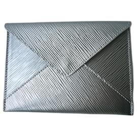 Louis Vuitton-LOUIS VUITTON Leather snap pouch METAL GRAY Very good condition-Silvery