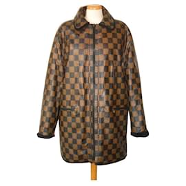 Fendi-2 IN 1 Manteau oversize en fausse fourrure réversible et imperméable-Marron