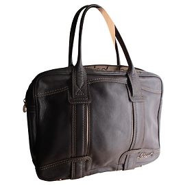Lancel Chocolate leather computer bag. mixed. Brown