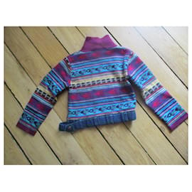 Christian Dior-suéter de lã merino, Jacquard, taille 3 ans.-Multicor